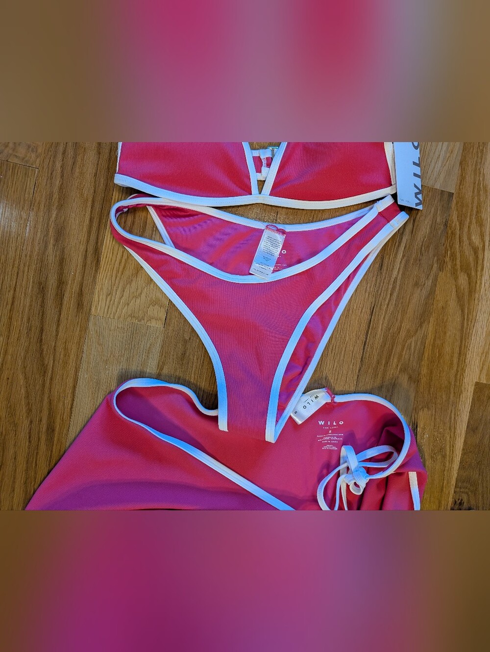 Wilo The Label Brand New With Tags Pint Contrast 3 Piece Bikini Skirt Set - Picture 5 of 9